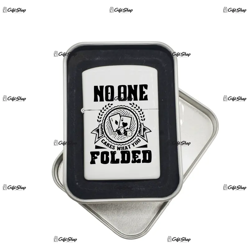 No one cares what you folded, bricheta metalica gravata laser cu mesaj